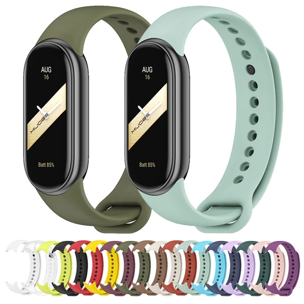 Xiaomi Mi Band 8 9 Uyumlu Pembe Silikon Saat Kayışı - 4