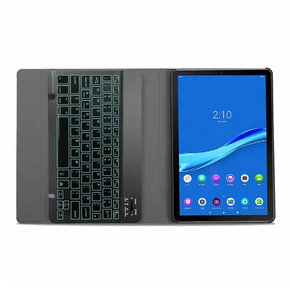 Lenovo Smart Tab M10 HPD Plus TB X606F 103 Inç 2si1 Arada Manyetik ABS Bluetooth Klavye Siyah Deri Kılıf Standlı Uyku ve Kalemlikli - 7