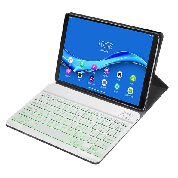 Lenovo Smart Tab M10 HPD Plus TB X606F 103 Inç 2si1 Arada Çıkarılabilir Manyetik ABS Bluetooth Klavye ve Koruyucu Deri Tablet Kılıfı Standlı Uyku ve Kalemlikli Altın - 6