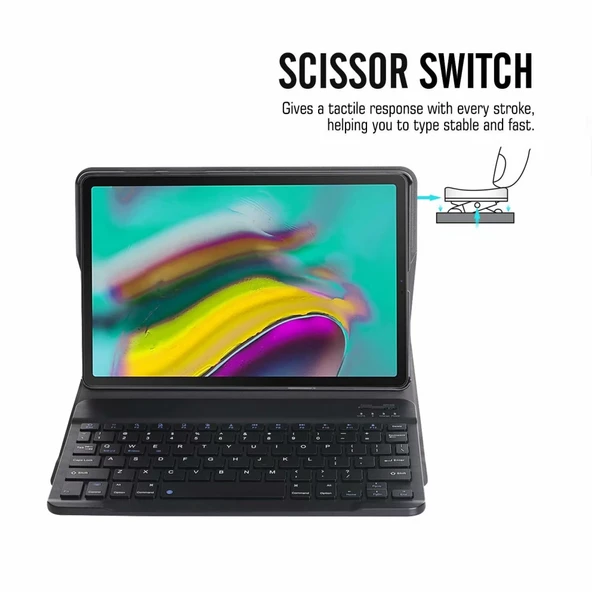 Lenovo Smart Tab M10 HPD Plus TB X606F 103 Inç 2si1 Arada Manyetik ABS Bluetooth Klavye ve Koruyucu Deri Tablet Kılıfı Standlı Gül Altın - 9