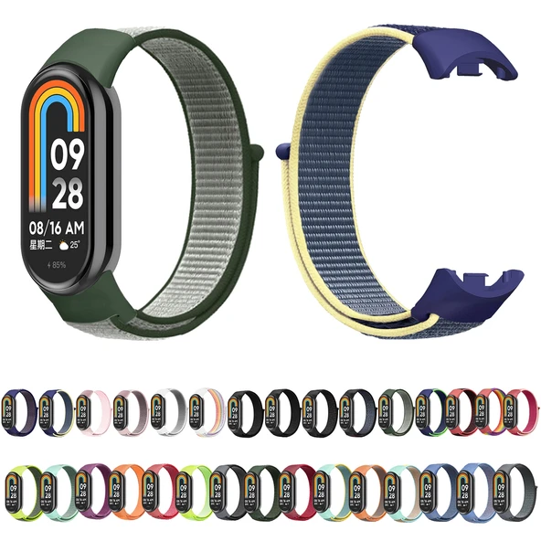 Xiaomi Mi Band 8 Döngü Naylon Saat Kayışı İnci Tozu Renk - 4