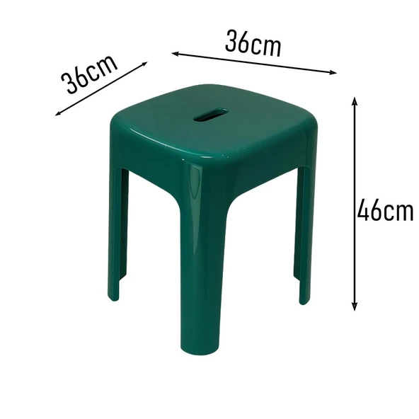 Saban Tabure Sağlam Plastik Kırılmaya Dayanıklı Bahçe, Balkon ,Banyo Yeşil - 2
