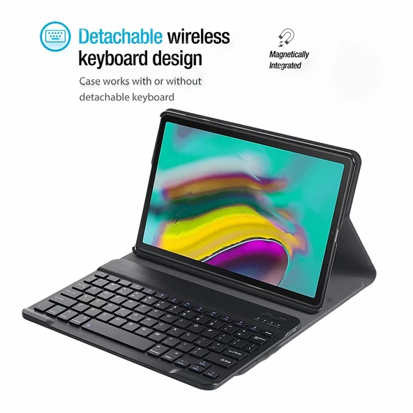 Lenovo Smart Tab M10 HPD Plus TB X606F 103 Inç 2si1 Arada Manyetik ABS Bluetooth Klavye Siyah Deri Kılıf Standlı Uyku ve Kalemlikli - 11