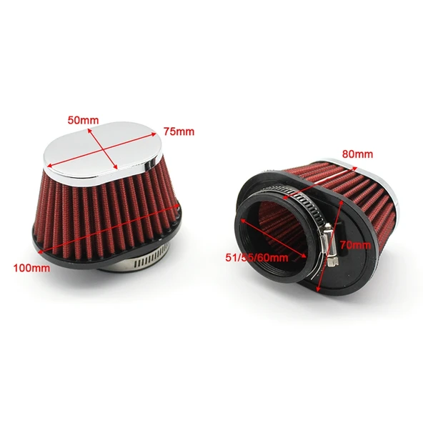 60mm Kırmızı Mantar Başlıklı Motosiklet Hava Filtresi Modifiye Egzoz Filtresi - 4