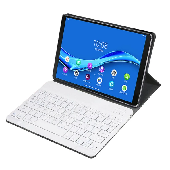 Lenovo Smart Tab M10 HPD Plus TB X606F 103 Inç 2si1 Arada Manyetik ABS Bluetooth Klavye ve Koruyucu Deri Tablet Kılıfı Standlı Gül Altın - 3