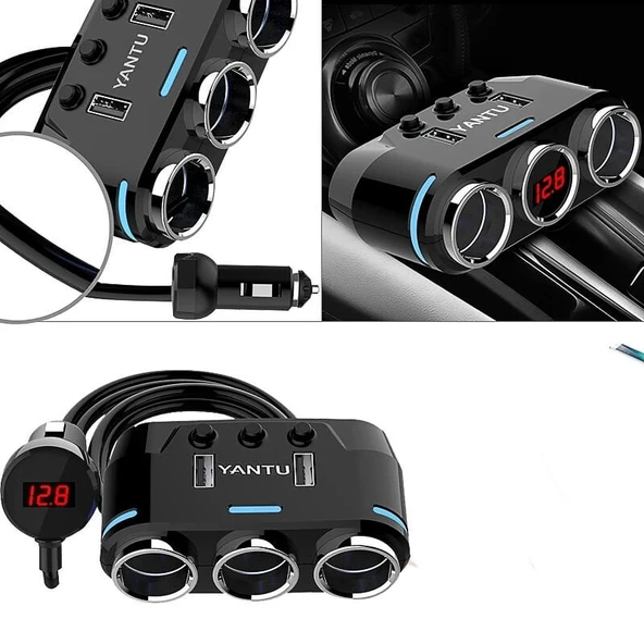 3'lü çakmak soketi 12V-24V 10A / ICCA114 ürün görseli