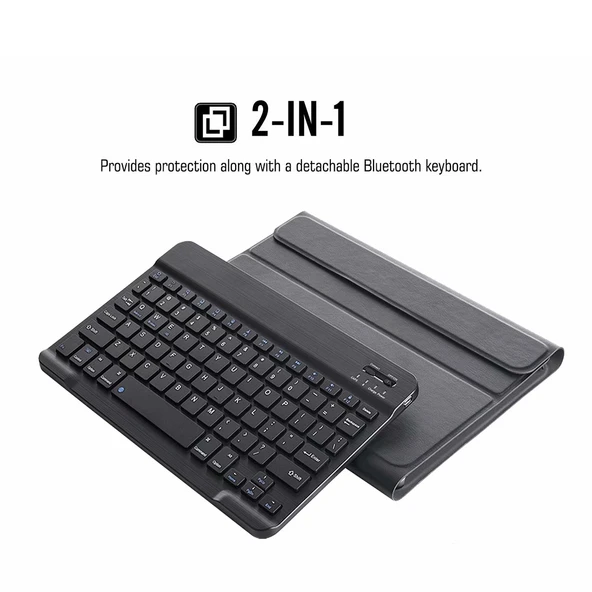 Lenovo Smart Tab M10 HPD Plus TB X606F 103 Inç 2si1 Arada Manyetik ABS Bluetooth Klavye Siyah Deri Kılıf Standlı Uyku ve Kalemlikli - 9