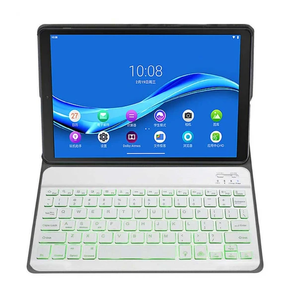Lenovo Smart Tab M10 HPD Plus TB X606F 103 Inç 2si1 Arada Manyetik ABS Bluetooth Klavye ve Koruyucu Deri Tablet Kılıfı Standlı Gül Altın - 4