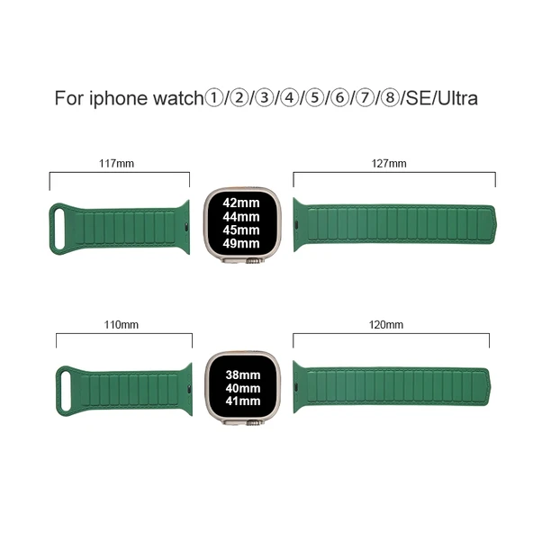 Apple Watch Ultra 49mm Manyetik Silikon Kordon Kahve Siyah - 3