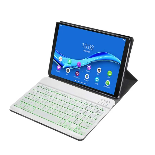 Lenovo Smart Tab M10 HPD Plus TB X606F 103 Inç 2si1 Arada Manyetik ABS Bluetooth Klavye ve Koruyucu Deri Tablet Kılıfı Standlı Gül Altın - 5