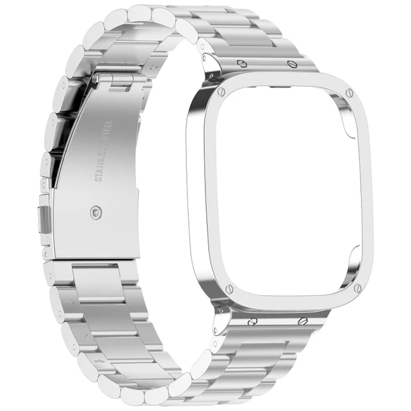 Xiaomi Redmi Watch 3 Mi Watch Lite 3 Uyumlu Gri Metal Saat Kordonu ve Çerçevesi - 4