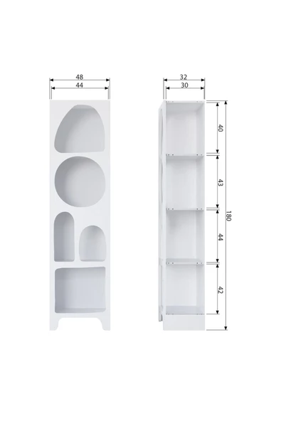 PASAWOODS Delhingo Bohemian Premium Malzeme Modern Dekoratif Bohem Niş Raf - 5 Bölmeli Kitaplık 45x32x180 Cm - 3