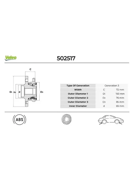 TEKER PORYASI ON ARKA 5 BIJON ABSLI TRANSPORTER T5 T6 1.9 2.0 2.5TDI 03 30X85X45