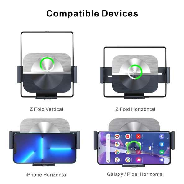 Samsung Galaxy Z Fold4 S11 Çift Bobinli Kablosuz Araç Telefon Tutucu Şarj Cihazı - 2