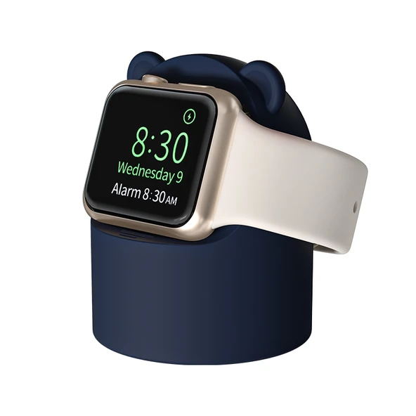 Apple Watch Silikon Şarj Tutucu Koyu Mavi