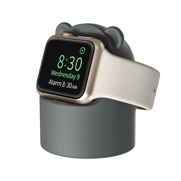 Apple Watch Akıllı Saat Silikon Şarj Tutucu Gri
