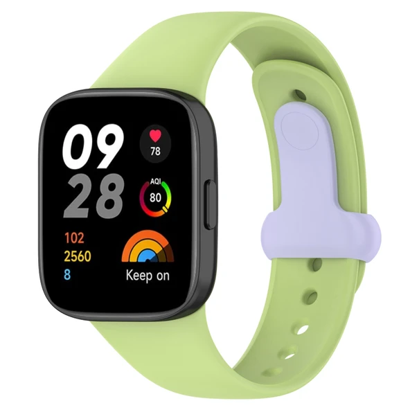 Xiaomi Redmi Watch 3 Uyumlu Silikon Saat Kayışı Limme ve Açık Mor Renk