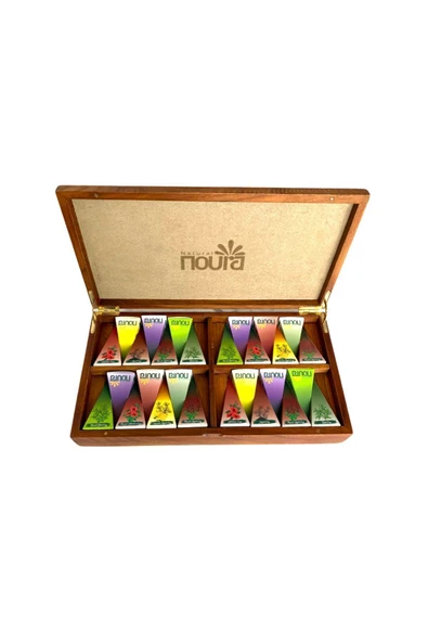 Noura Natural Hediyelik 28'li Lüks Ahşap Çay Kutusu - 2