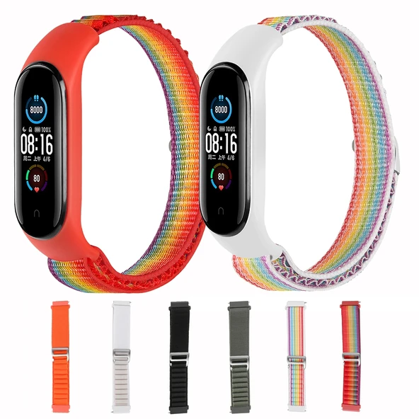 Xiaomi Mi Band 3 4 5 6 7 Siyah Naylon Döngü Saat Kayışı - 3