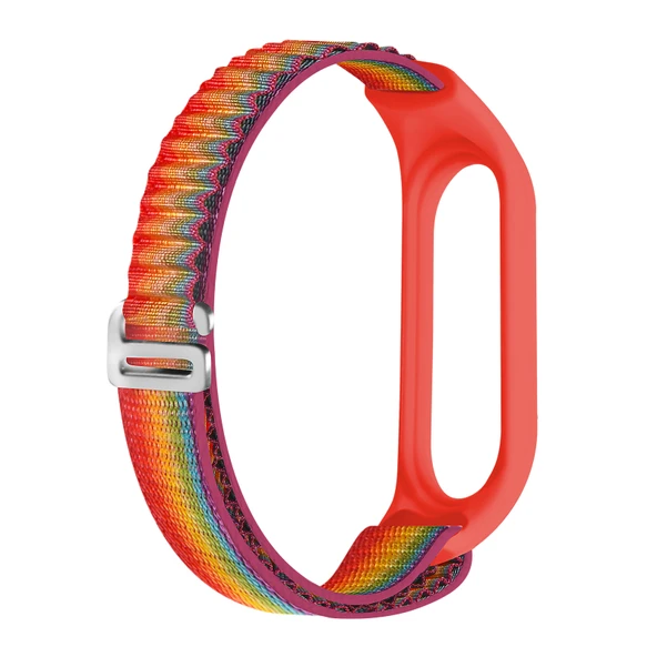 Xiaomi Mi Band 3 4 5 6 7 Gökkuşağı Renkli Naylon Döngü Saat Kayışı - 2