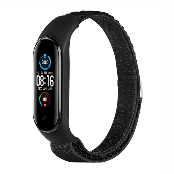 Xiaomi Mi Band 3 4 5 6 7 Siyah Naylon Döngü Saat Kayışı