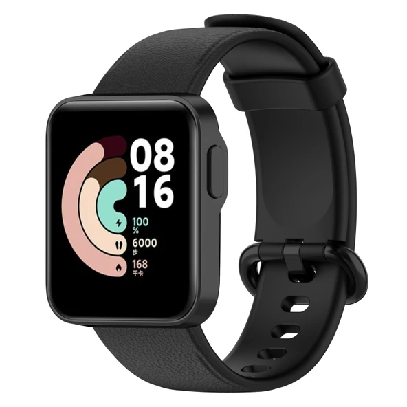 Xiaomi Mi Watch Lite Siyah Deri Saat Kayışı Litchi Dokulu