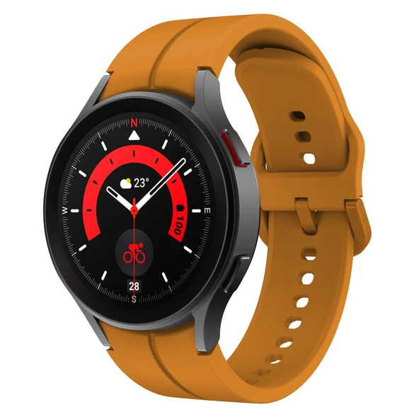 Samsung Galaxy Watch 5 40mm 44mm Sarı Renkli Tokalı Silikon Saat Kayışı