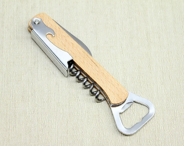 Ahşap Paslanmaz Çelik Tirbuşon Açacak ürün görseli