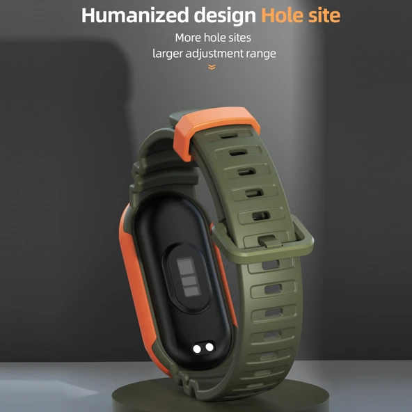 Xiaomi Mi Band 5 6 7 Uyumlu MIJOBS GS İki Renkli Saat Kayışı Siyah Ordu Yeşili - 5