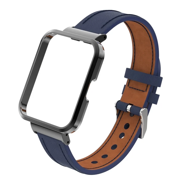 Xiaomi Redmi Watch 2 Lite Hakiki Deri Metal Kasa Entegre Kordon Koyu Mavi - 2