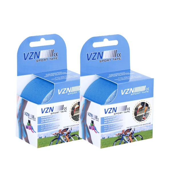 VZN Kinezyo Bandı - Spor Terapi - 5m x 5cm - Suya Dayanıklı - Mavi (2 Kutu) - 2
