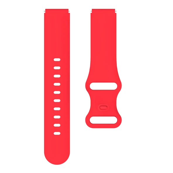 Xiaomi Mi Watch 18mm Kelebek Tokalı Kırmızı Silikon Saat Kayışı - 3