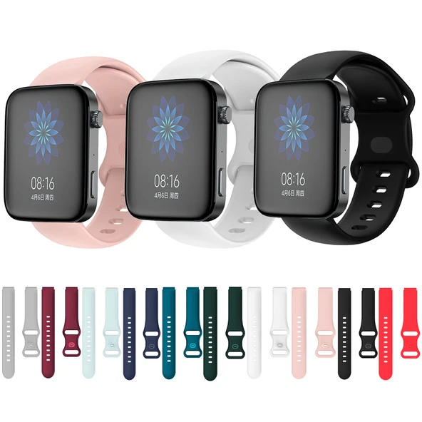 Xiaomi Mi Watch 18mm Kelebek Tokalı Silikon Saat Kayışı Açık Mavi - 5