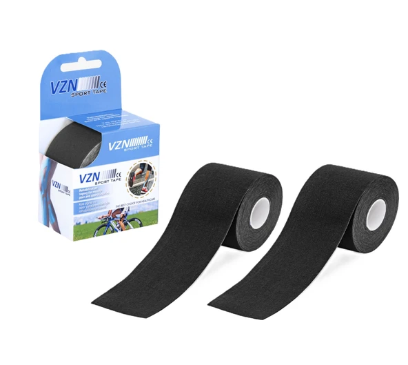 VZN Kinezyo Bandı - Spor Terapi - 5m x 5cm - Suya Dayanıklı - Siyah (2 Kutu)