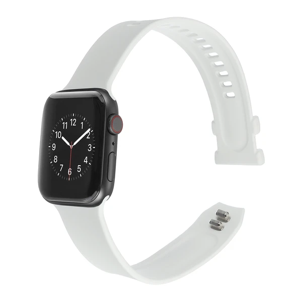 Apple Watch Silikon Kordon Kare Tokalı Beyaz 38mm 40mm 41mm Uyumlu - 2