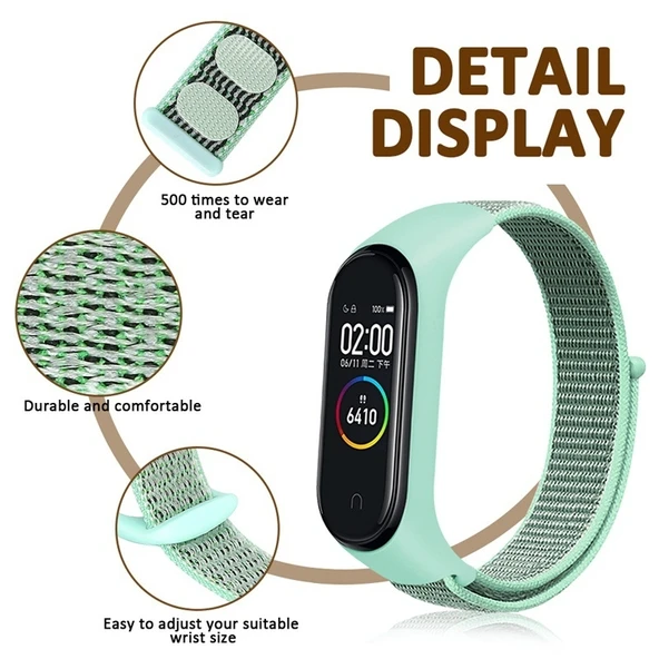 Xiaomi Mi Band 7 Naylon Örgü Saat Kayışı Ordu Yeşili - 4