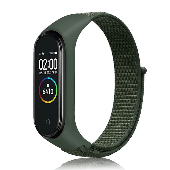 Xiaomi Mi Band 7 Naylon Örgü Saat Kayışı Ordu Yeşili