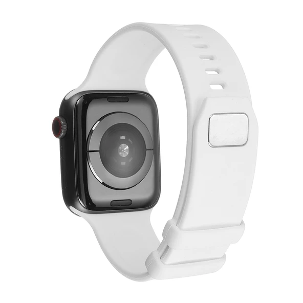 Apple Watch Silikon Kordon Kare Tokalı Beyaz 38mm 40mm 41mm Uyumlu - 3