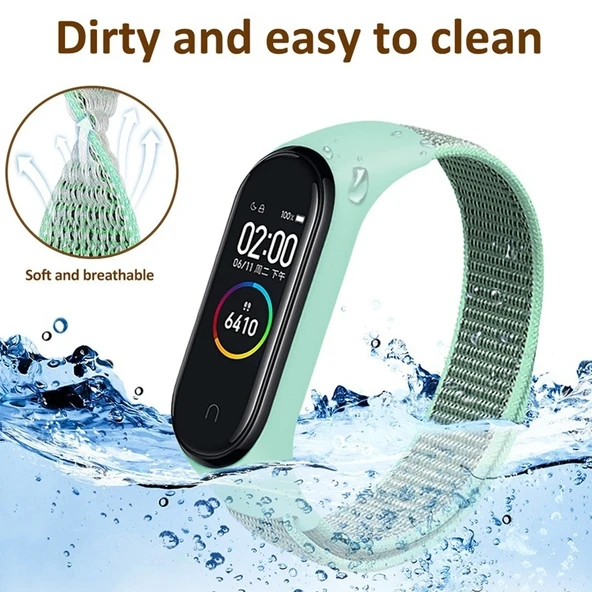 Xiaomi Mi Band 7 Naylon Örgü Saat Kayışı Ordu Yeşili - 5