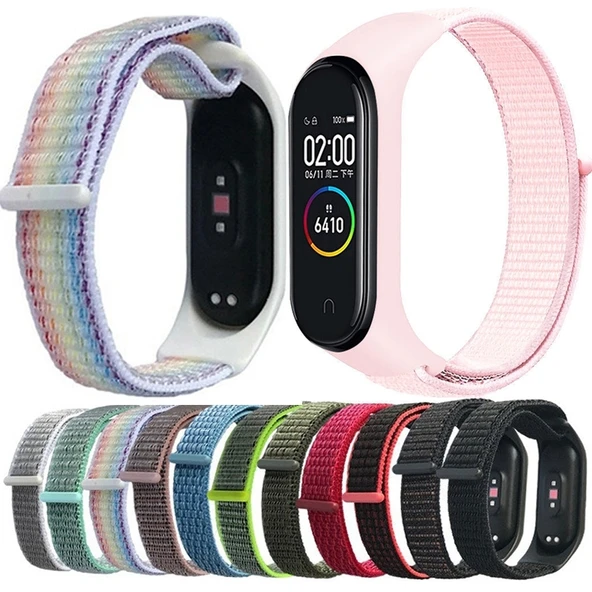 Xiaomi Mi Band 7 Reflektörlü Siyah Naylon Örgü Saat Kayışı - 2