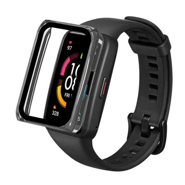 Huawei Band 6 Pro ve Honor Band 6 Uyumlu Siyah PC ve Temperli Cam Saat Kılıfı - 6