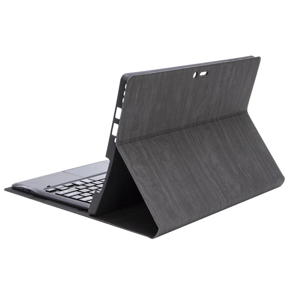 SF128-A Model Microsoft Surface Pro 8 Uyumlu Ağaç Dokulu Dokunmatik Bluetooth Klavye Deri Tablet Kılıfı Siyah - 6