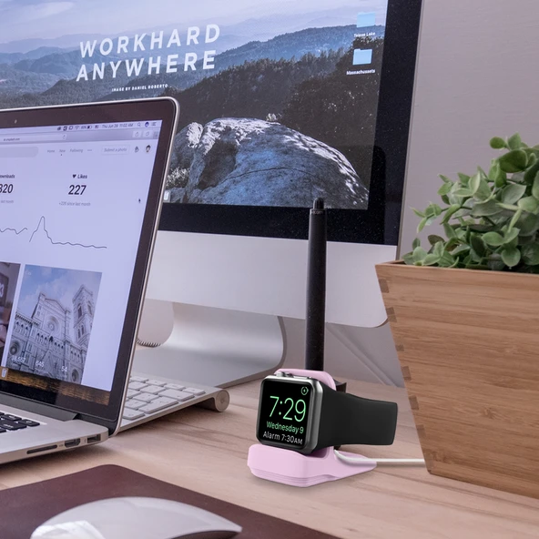 Apple Watch Silikon Şarj Tutucu Mor - 7