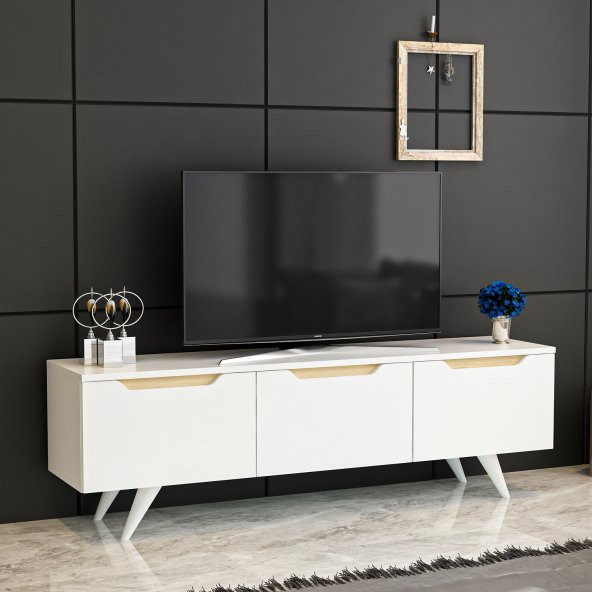 BMdekor TV Sehpası Parka Beyaz Meşe 150 cm - 2