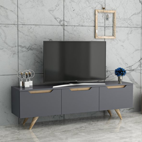BMdekor TV Sehpası Parka Antrasit Meşe 150 cm - 2