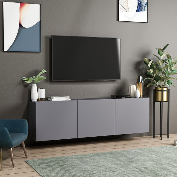 BMdekor TV Sehpası Duvara Asma Wishe Antrasit 150 cm - 2