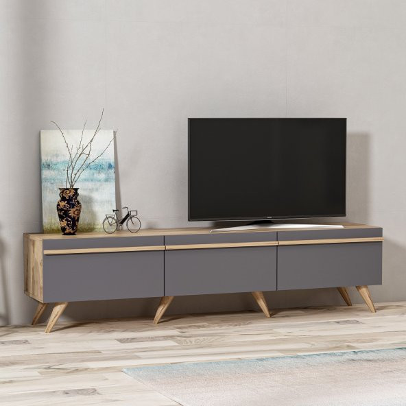 BMdekor TV Sehpası Asil Antrasit Meşe 180 cm - 2