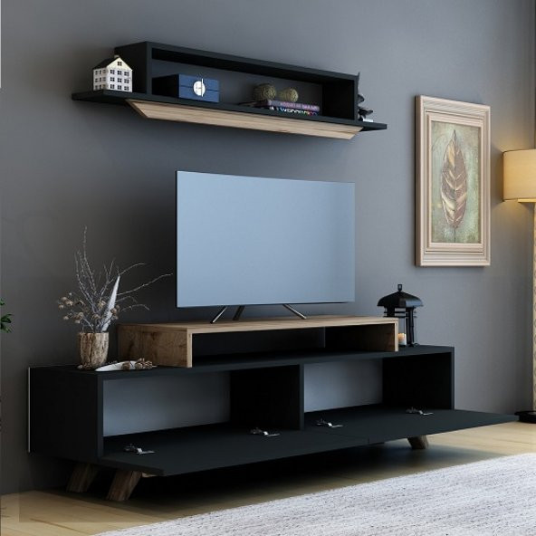 BMdekor TV Ünitesi Harmony Antrasit Ceviz 150 cm - 2