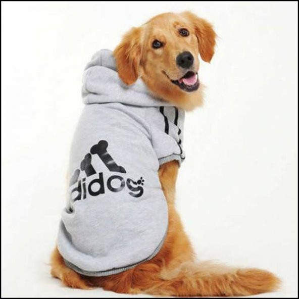 Gri Kapşonlu Duo Adidog Sweatshirt Büyük Köpekler İçin