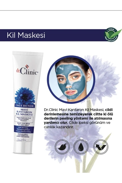 DR. CLİNİC MAVİ KANTARON KİL MASKESİ 100 ML (KIRIŞIKLIK KARŞITI)